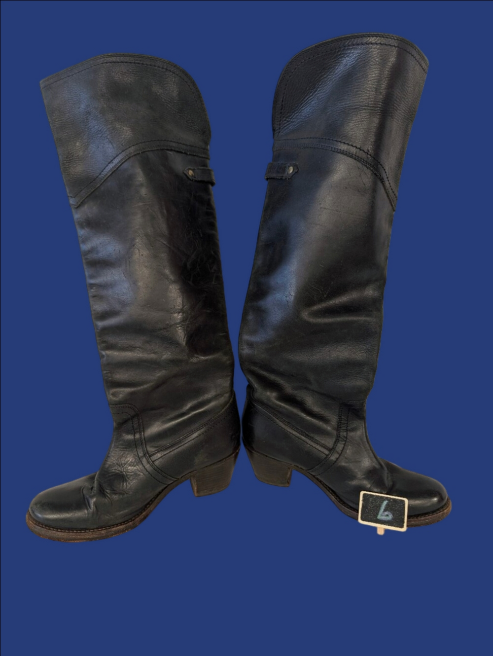 Frye Boots Black Leather Knee-High Riding  Women's Sz 6